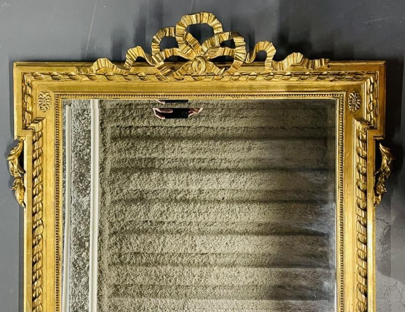 Louis XVI Style Gilt Wood Pier, Console, Wall Mirror, Beveled - 3