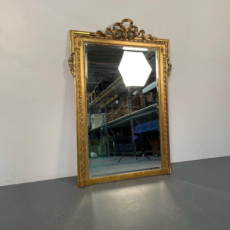 Louis XVI Style Gilt Wood Pier, Console, Wall Mirror, Beveled - 5
