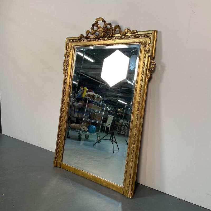 Louis XVI Style Gilt Wood Pier, Console, Wall Mirror, Beveled - 7