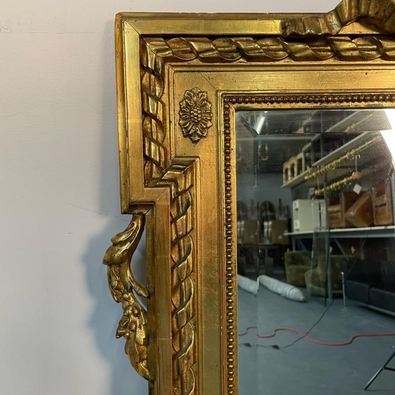Louis XVI Style Gilt Wood Pier, Console, Wall Mirror, Beveled - 8