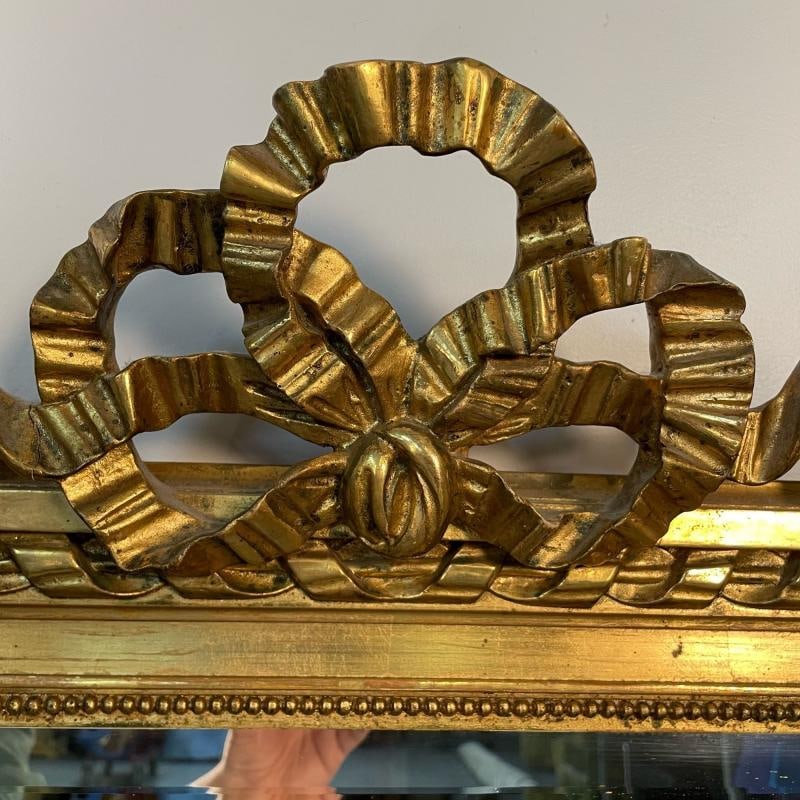 Louis XVI Style Gilt Wood Pier, Console, Wall Mirror, Beveled - 9