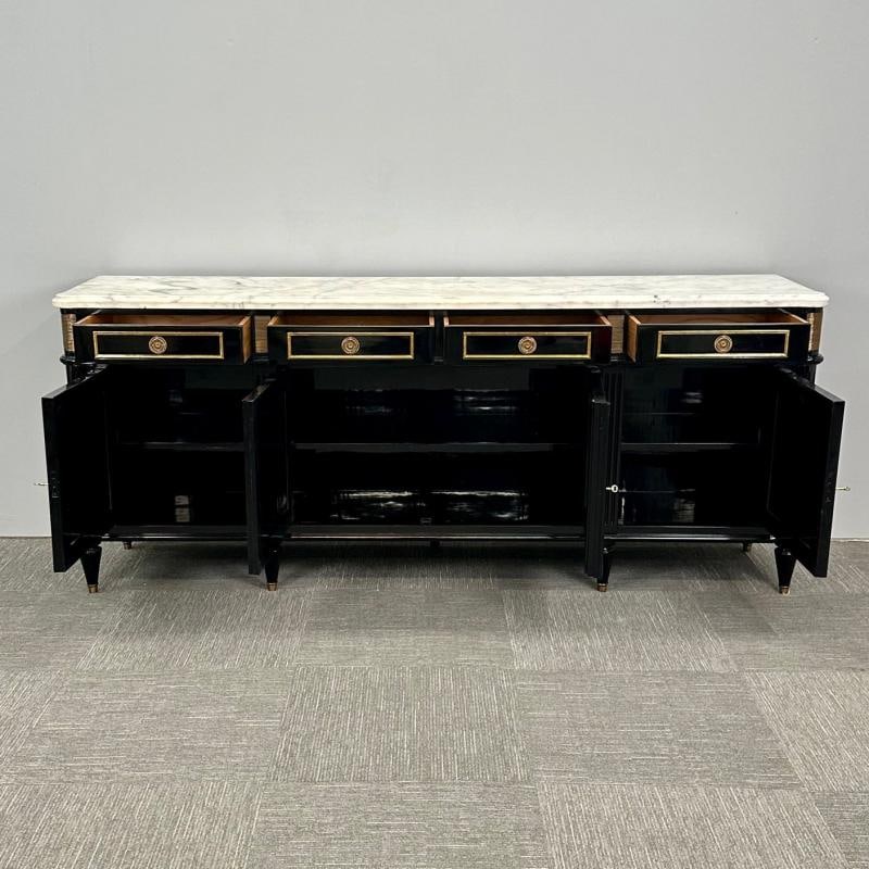 Hollywood Regency Style Black Lacquer Sideboard / Credenza , Maison Jansen Style - 10