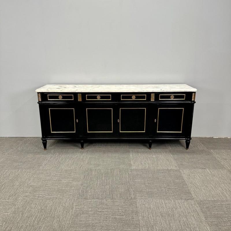 Hollywood Regency Style Black Lacquer Sideboard / Credenza , Maison Jansen Style - 2