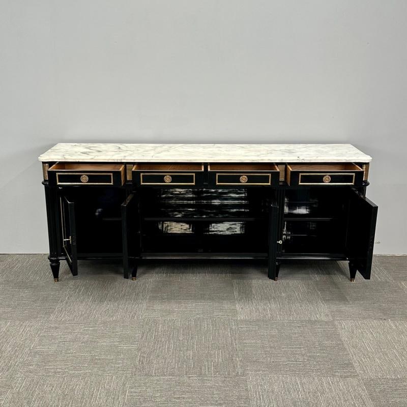 Hollywood Regency Style Black Lacquer Sideboard / Credenza , Maison Jansen Style - 9