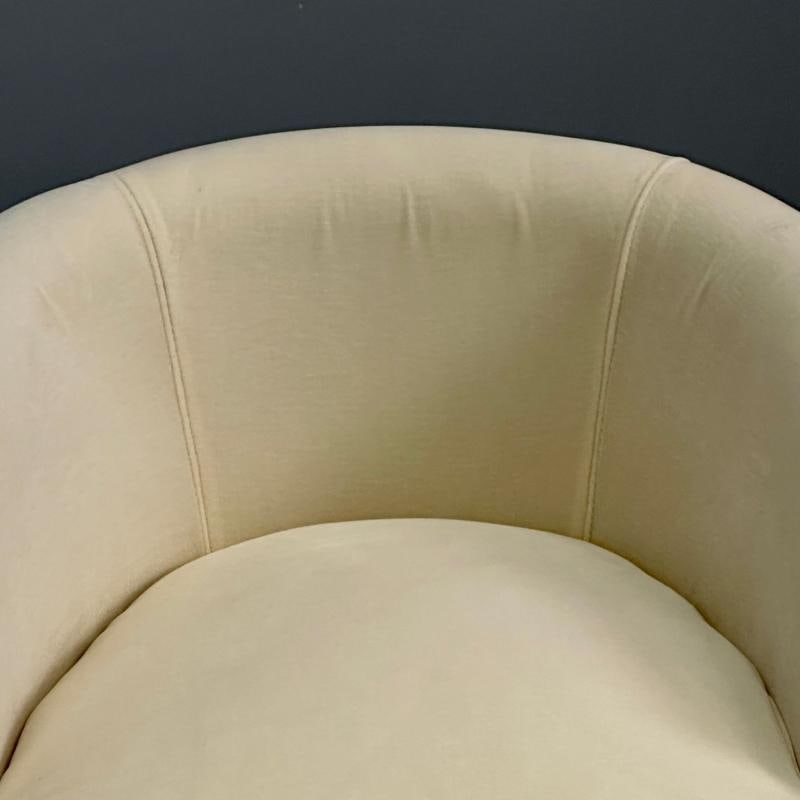 Mid-Century Modern Milo Baughman Style Swivel Chairs, Chrome Base, Cream Velvet - 8