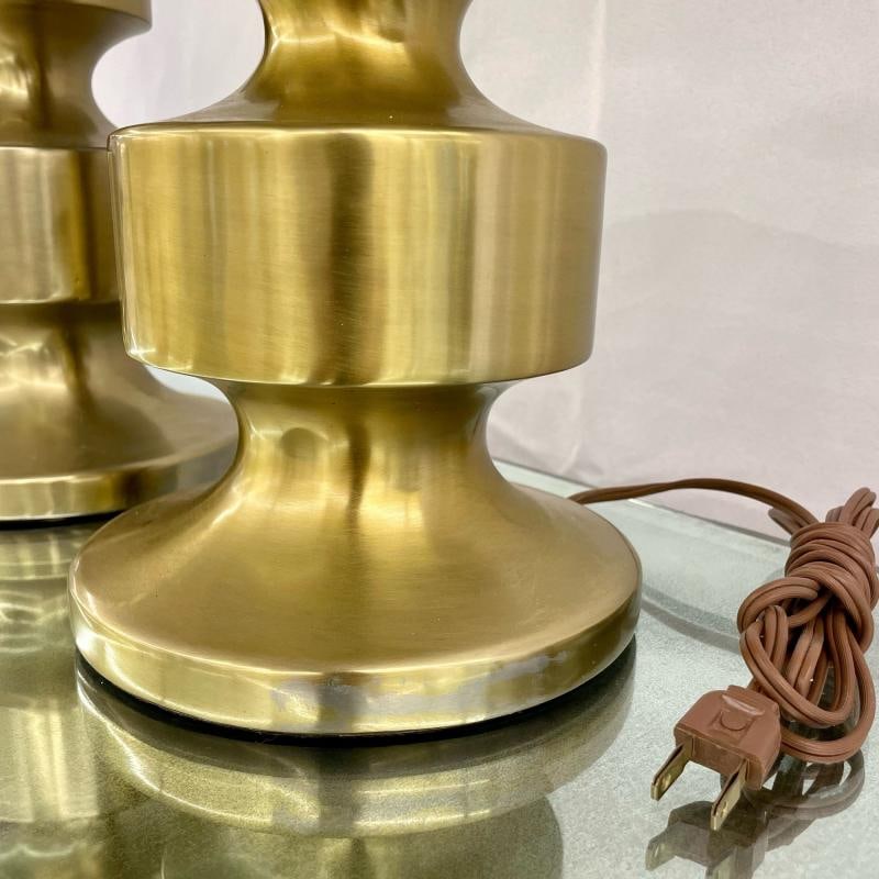 Pair of Hollywood Regency Solid Brass Table / Desk Lamps, Candlestick, Modern - 9