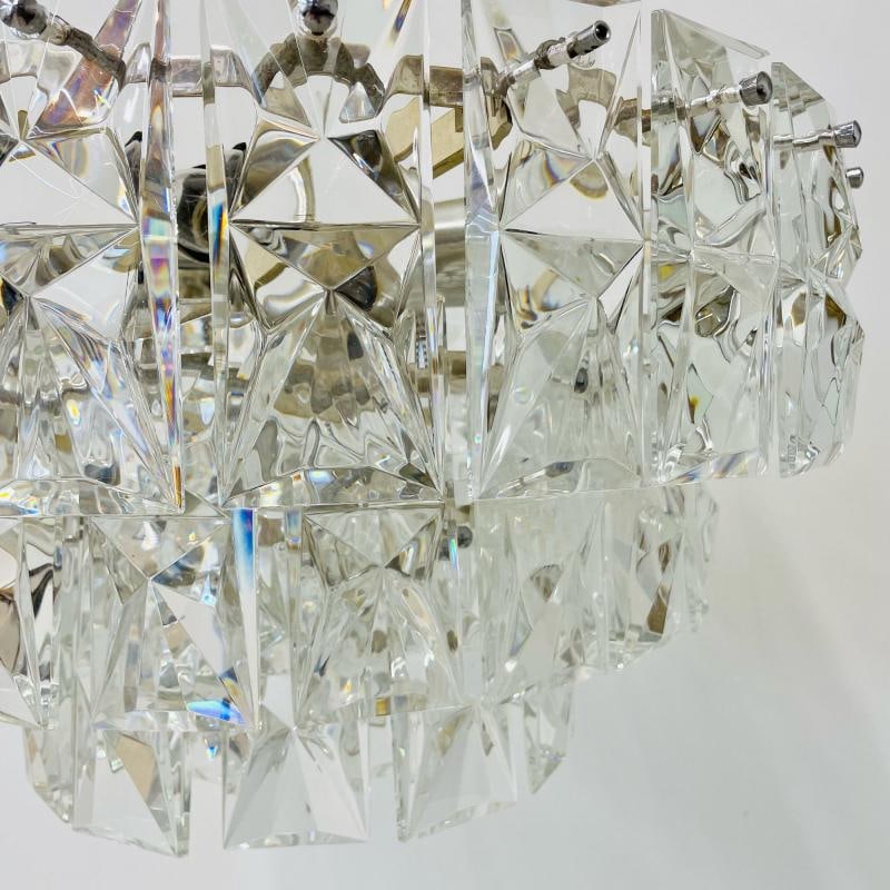 German Mid-Century Modern Four Tier Chandelier, Nickel / Brass, Geometric, 1970s - 12