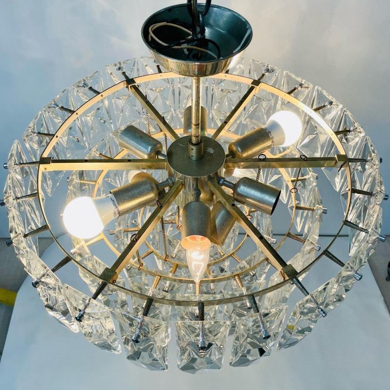 German Mid-Century Modern Four Tier Chandelier, Nickel / Brass, Geometric, 1970s - 7
