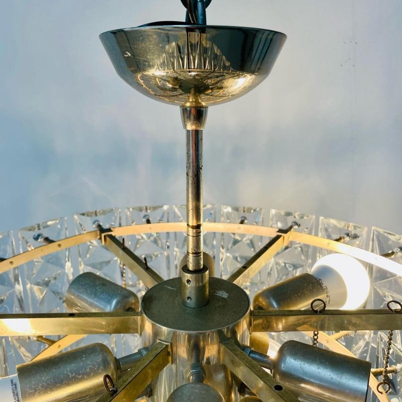 German Mid-Century Modern Four Tier Chandelier, Nickel / Brass, Geometric, 1970s - 8