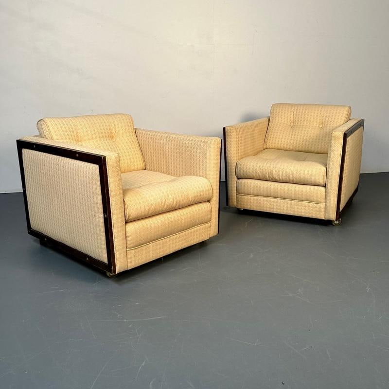 Pair Mid-Century Modern Lounge / Club Chairs, George Nelson Style, Box-Form - 2