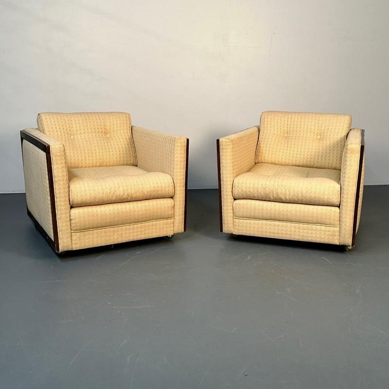 Pair Mid-Century Modern Lounge / Club Chairs, George Nelson Style, Box-Form - 3