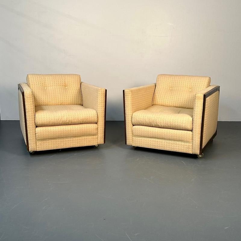 Pair Mid-Century Modern Lounge / Club Chairs, George Nelson Style, Box-Form - 4