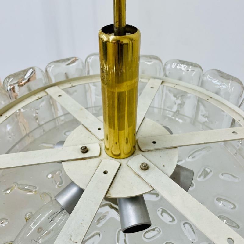 Small Circular German Mid-Century Modern Ice Glass Chandelier / Pendant, 1970s - 9