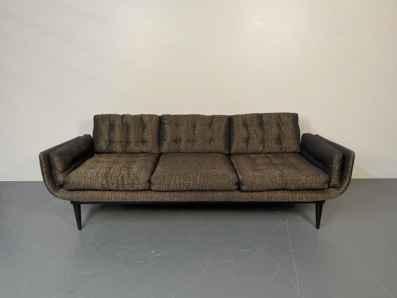 Mid-Century Modern Curved Sofa / Settee, Adrian Pearsall Style, Three-Seater - 2