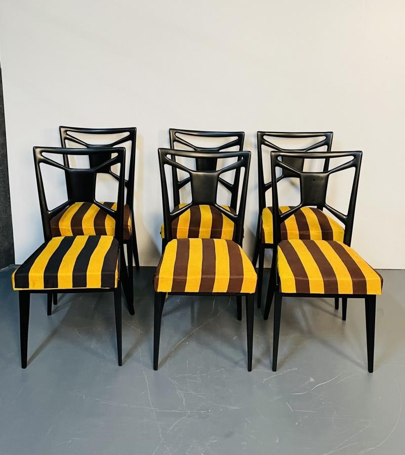 Six Italian Mid-Century Modern Mahogany Dining / Side Chairs, Ico Parisi Style - 2