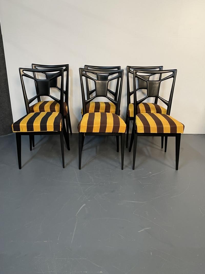 Six Italian Mid-Century Modern Mahogany Dining / Side Chairs, Ico Parisi Style - 4