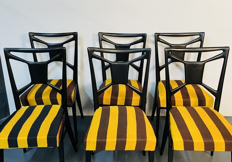 Six Italian Mid-Century Modern Mahogany Dining / Side Chairs, Ico Parisi Style - 7
