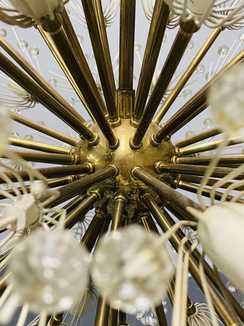 Pair of Mid-Century Modern Austrian Circular Chandeliers, Brass and Glass, 1960s - 11