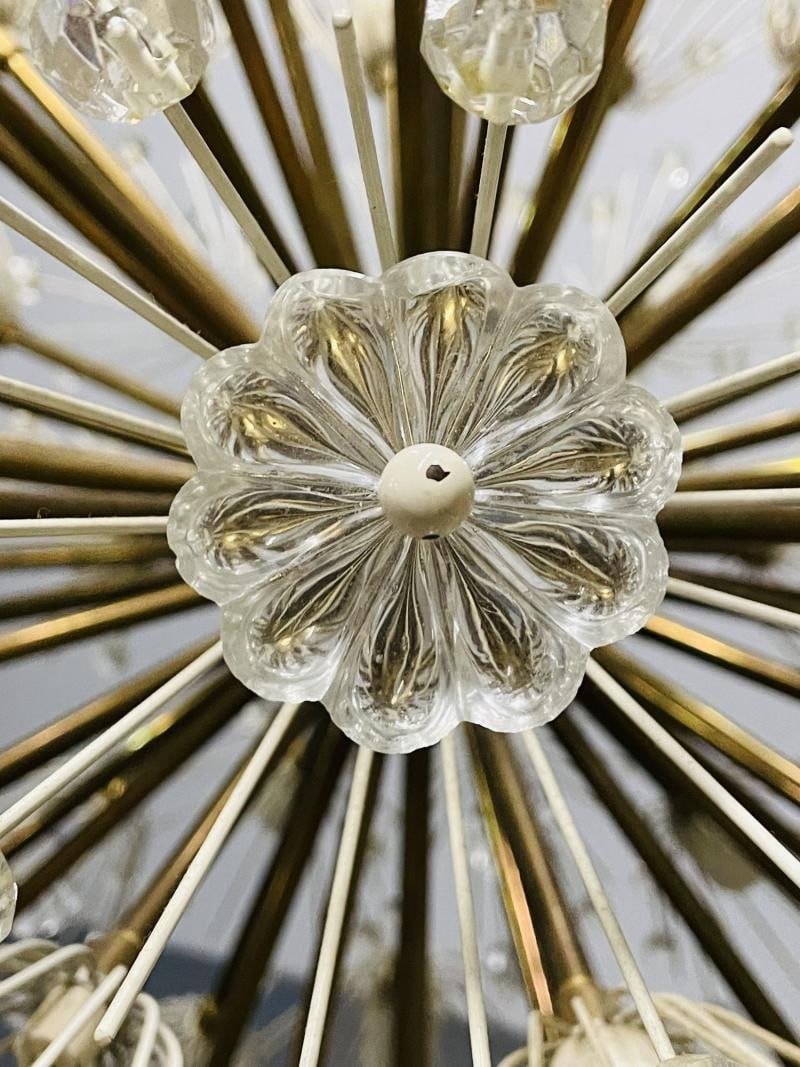 Pair of Mid-Century Modern Austrian Circular Chandeliers, Brass and Glass, 1960s - 12