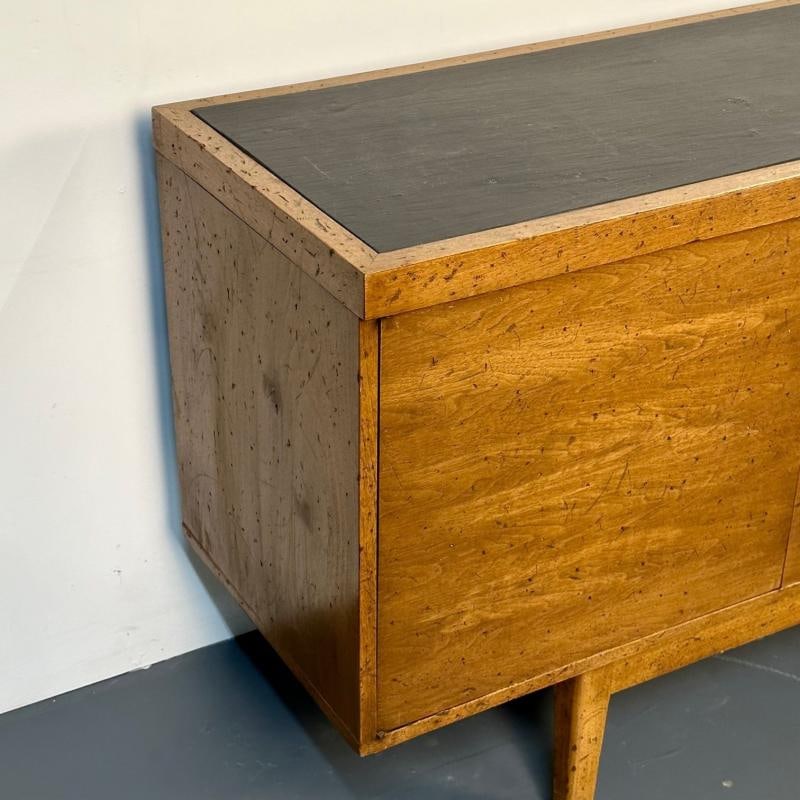 Mid-Century Modern Sideboard / Credenza, Rustic Provincial Cabinet, Slate Top - 12