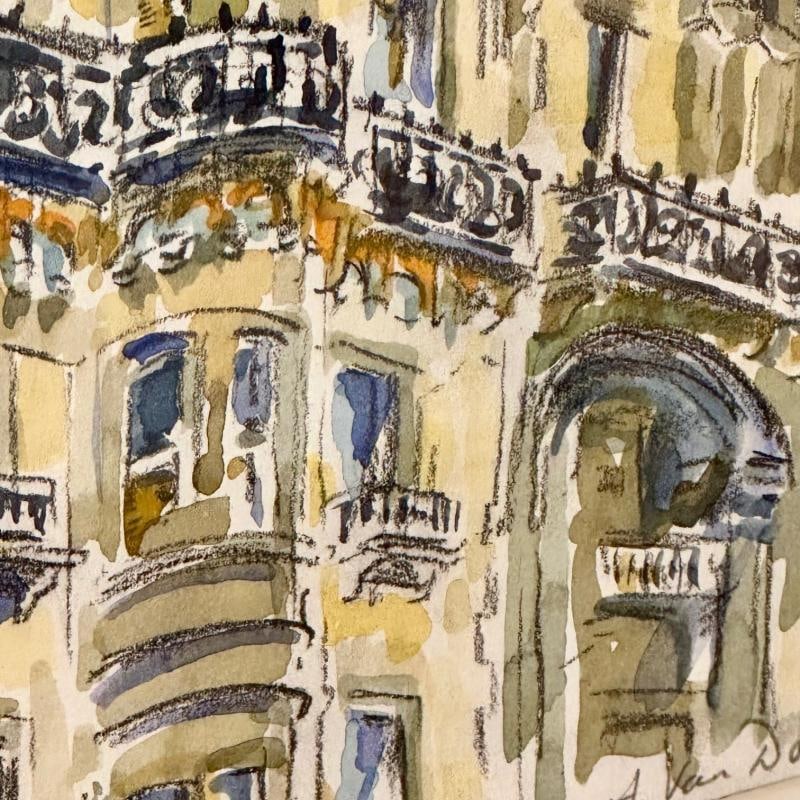 Modernist Watercolor Signed by Adam Van Doren, Architecture, City, Framed - 12
