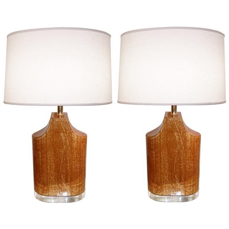Pair Mid Century Modern Table Lamps, Goatskin and Lucite, Manner Karl Springer - 6