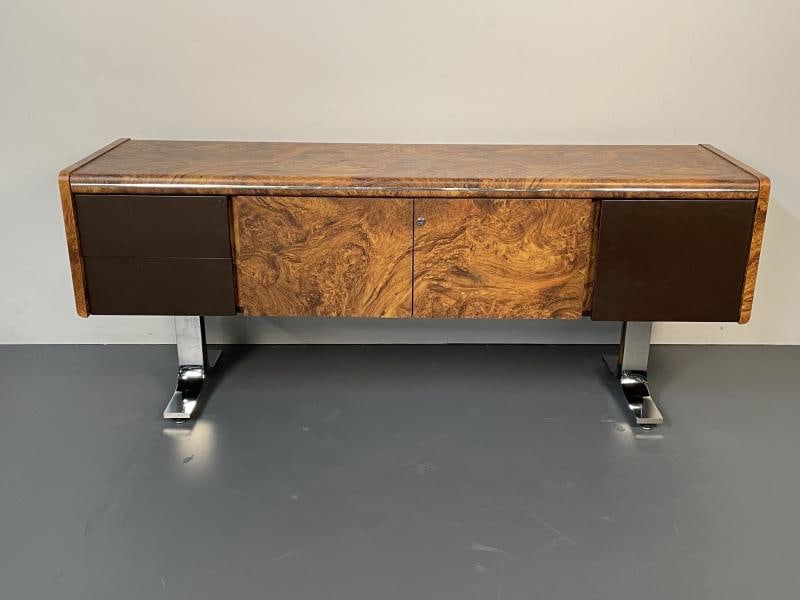Mid-Century Modern Herman Miller Style Sideboard / Credenza / Cabinet, Burlwood - 10