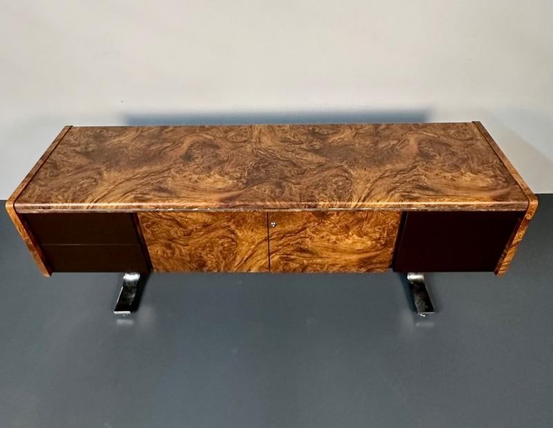 Mid-Century Modern Herman Miller Style Sideboard / Credenza / Cabinet, Burlwood - 11