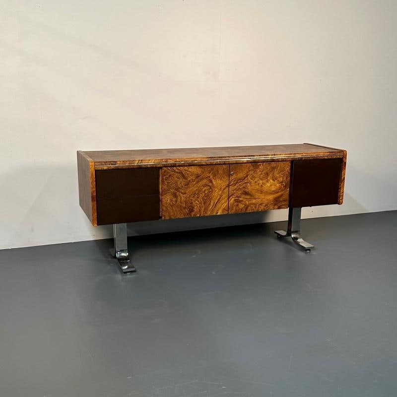 Mid-Century Modern Herman Miller Style Sideboard / Credenza / Cabinet, Burlwood - 12