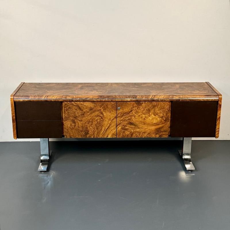 Mid-Century Modern Herman Miller Style Sideboard / Credenza / Cabinet, Burlwood - 2
