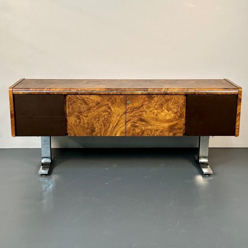 Mid-Century Modern Herman Miller Style Sideboard / Credenza / Cabinet, Burlwood - 3