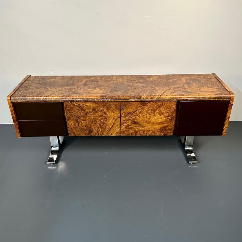Mid-Century Modern Herman Miller Style Sideboard / Credenza / Cabinet, Burlwood - 6