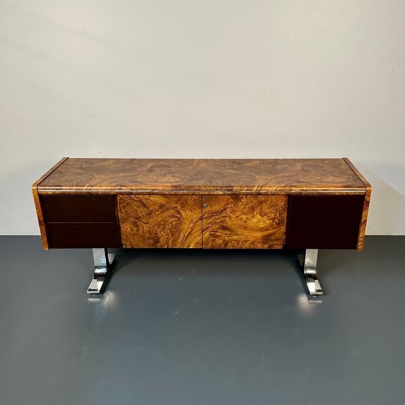 Mid-Century Modern Herman Miller Style Sideboard / Credenza / Cabinet, Burlwood - 7