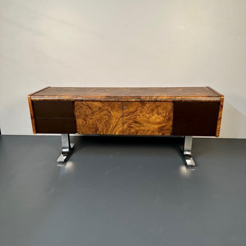 Mid-Century Modern Herman Miller Style Sideboard / Credenza / Cabinet, Burlwood - 8