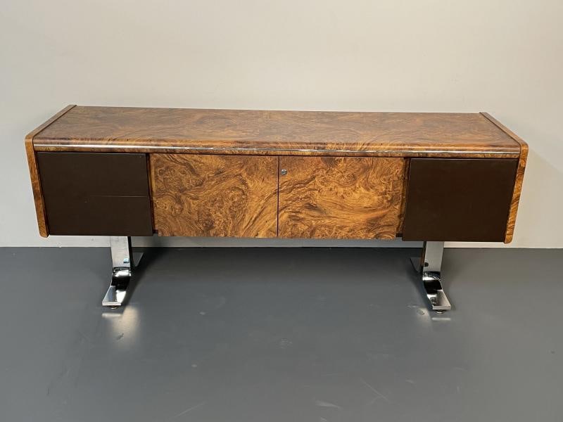 Mid-Century Modern Herman Miller Style Sideboard / Credenza / Cabinet, Burlwood - 9