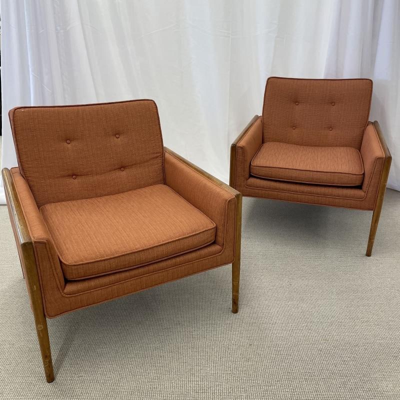 Pair of Mid-Century Modern Lounge Chairs, American, Walnut, 1960s - 2