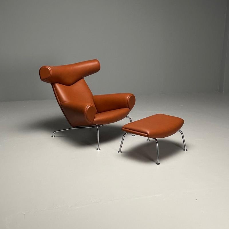 Danish Mid-Century Modern Ox Lounge Chair and Ottoman by Hans Wegner, Jørgensen - 4