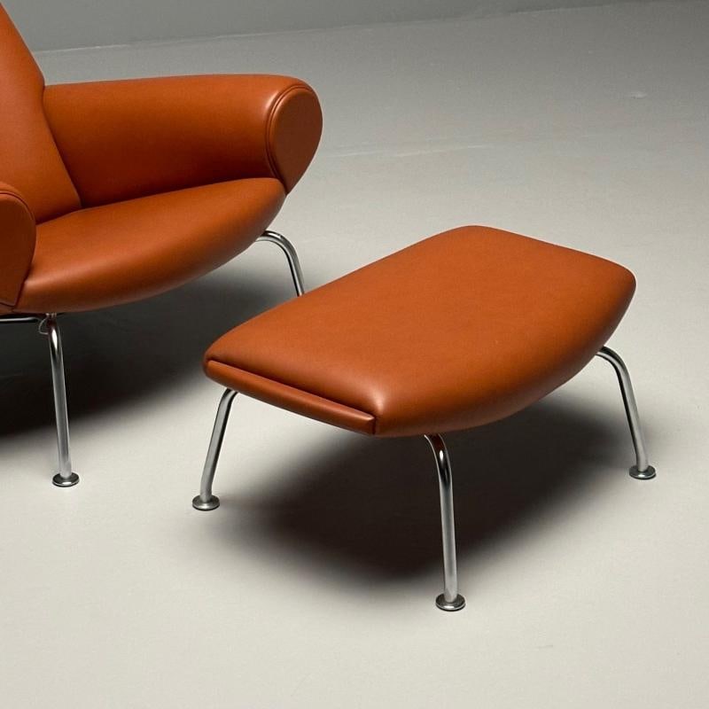 Danish Mid-Century Modern Ox Lounge Chair and Ottoman by Hans Wegner, Jørgensen - 6