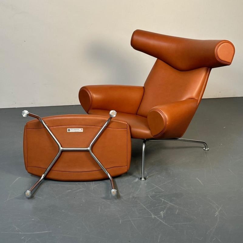 Danish Mid-Century Modern Ox Lounge Chair and Ottoman by Hans Wegner, Jørgensen - 9