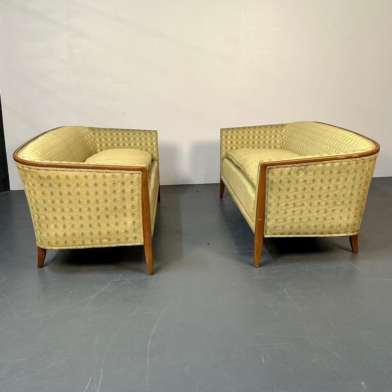 Pair Curved Mid-Century Modern Sofas / Settees, Loveseats John Stuart for Irwin - 4