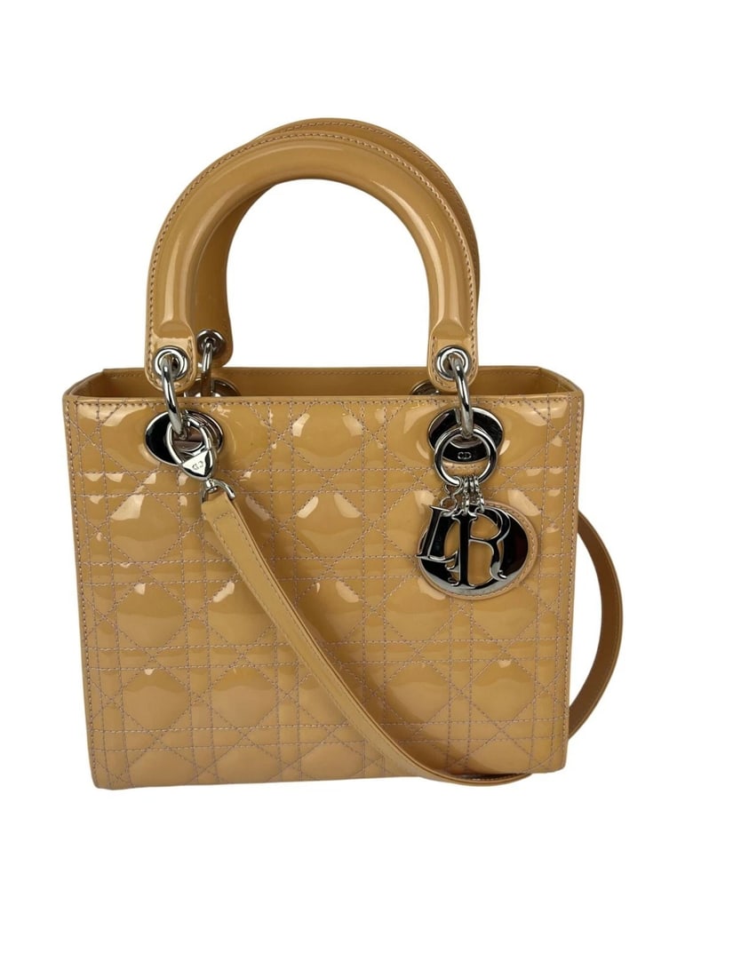 Christian Dior Yellow Patent Leather Cannage Medium Lady Dior Bag (1 of 15)