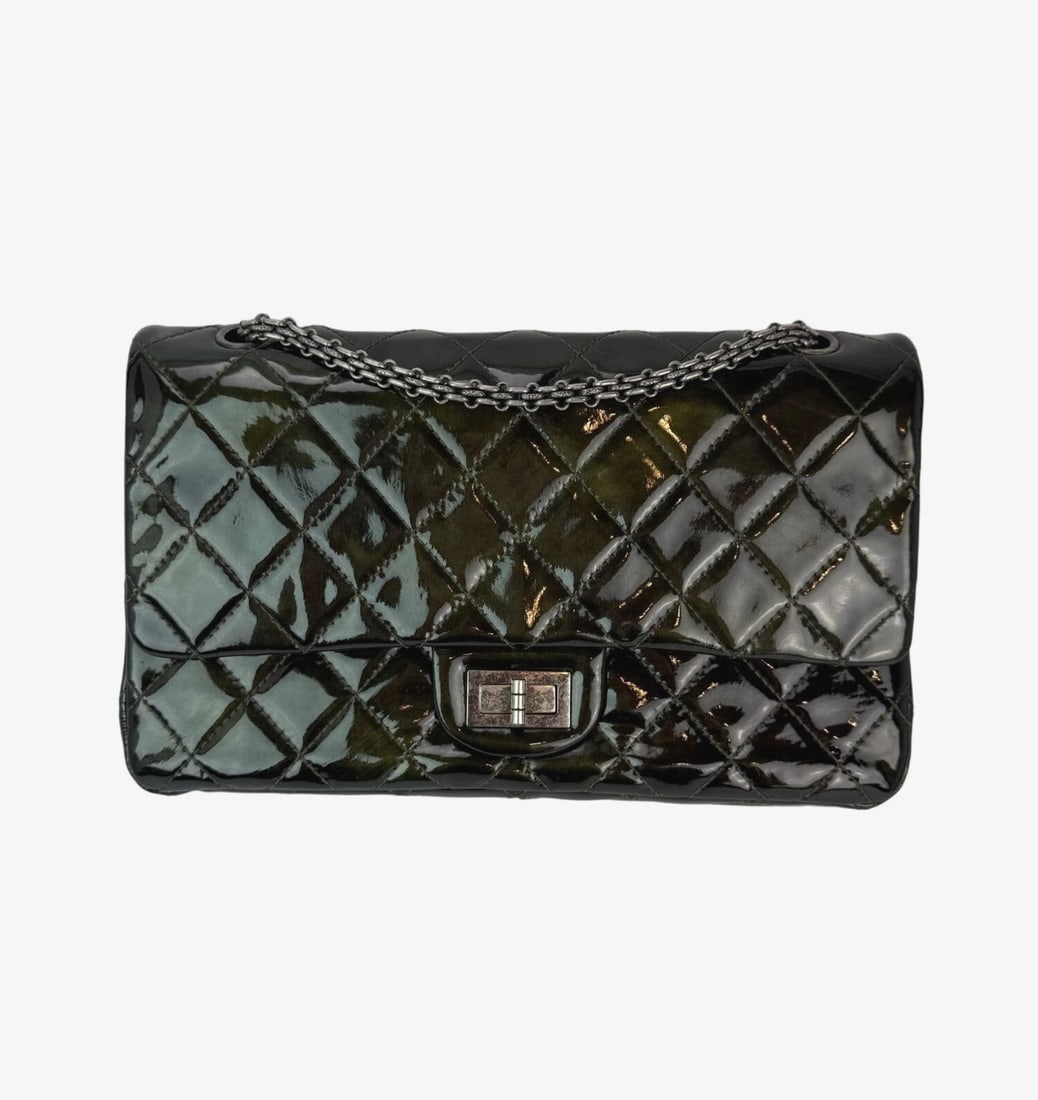 Chanel 2.55 Reissue Double Flap Iridescent Dark Green Patent Leather Bag LIV (1 of 13)