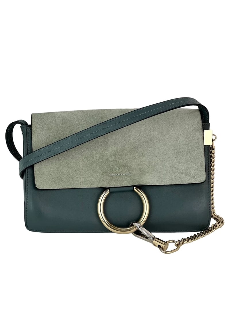 Chloe Faye Chain Suede Leather Gray Blue Crossbody Bag (1 of 12)