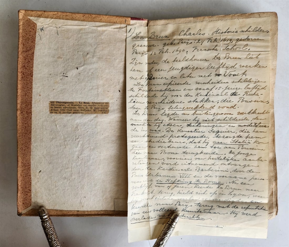 1703 ARTIST'S MANUAL by LE BRUN in DUTCH antique ILLUSTRATED PHYSIOGNOMY - 10