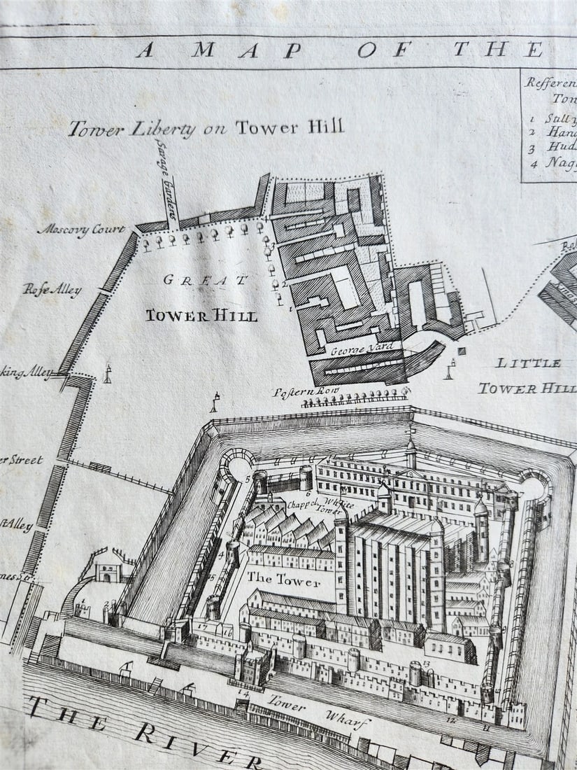 1750s MAP of LONDON antique A MAP of the TOWER LIBERTY - 2