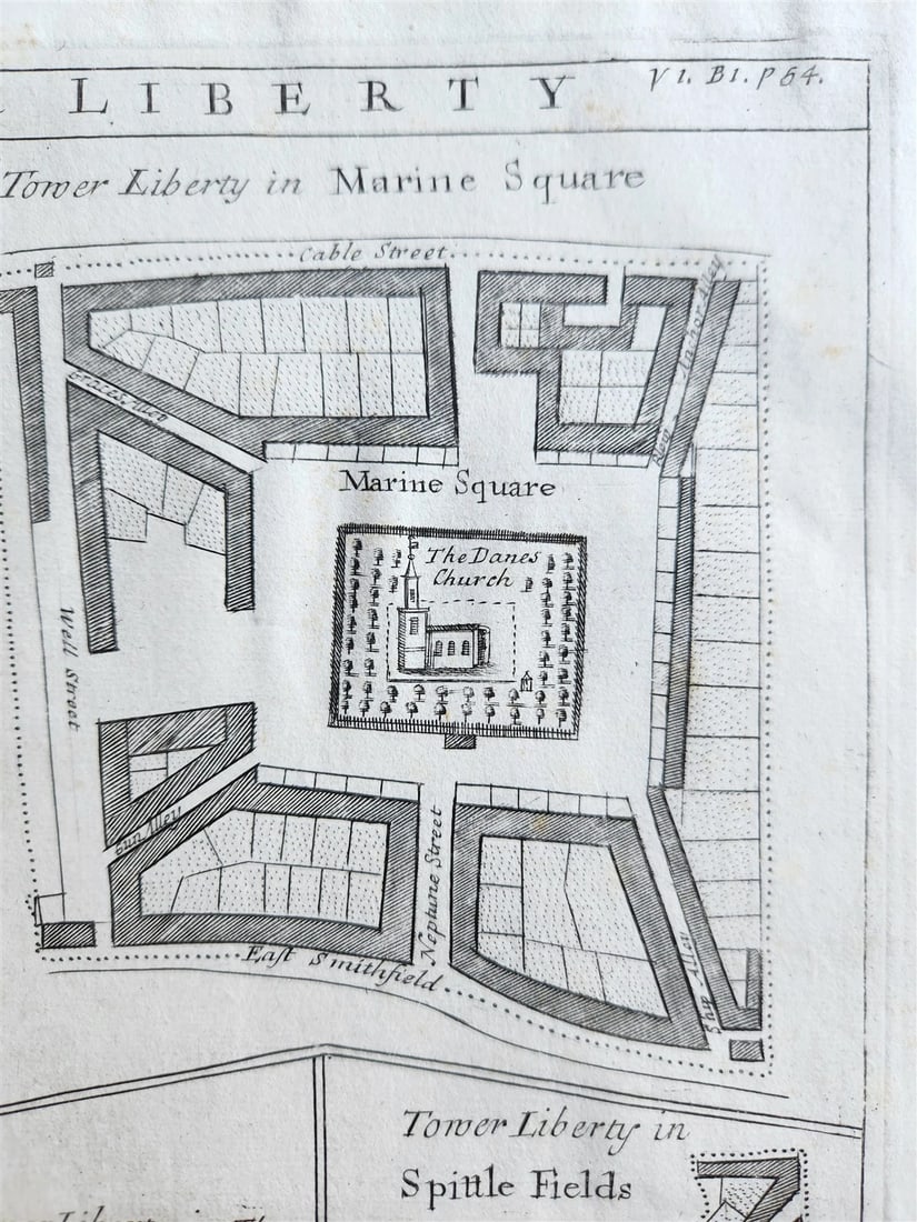 1750s MAP of LONDON antique A MAP of the TOWER LIBERTY - 3