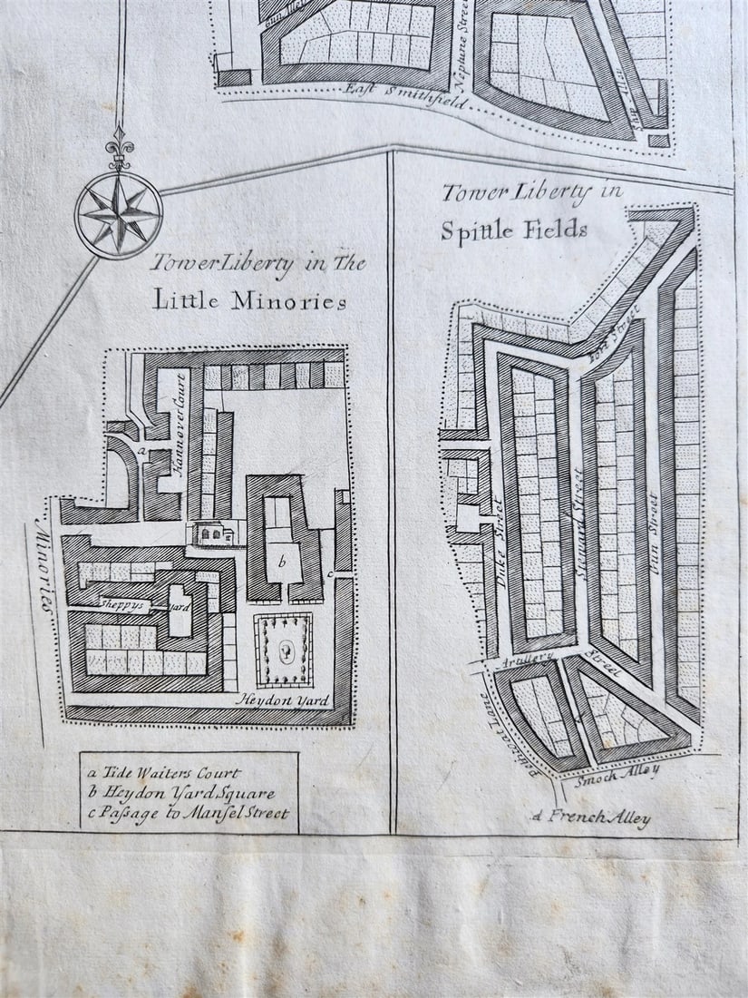 1750s MAP of LONDON antique A MAP of the TOWER LIBERTY - 4