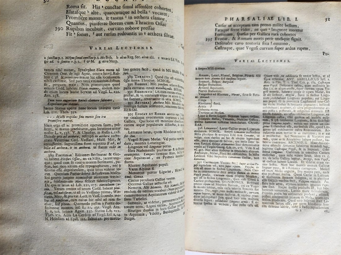 1728 PHARSALIA by LUCAN antique ANCIENT ROMAN POEM 2 volumes - 6
