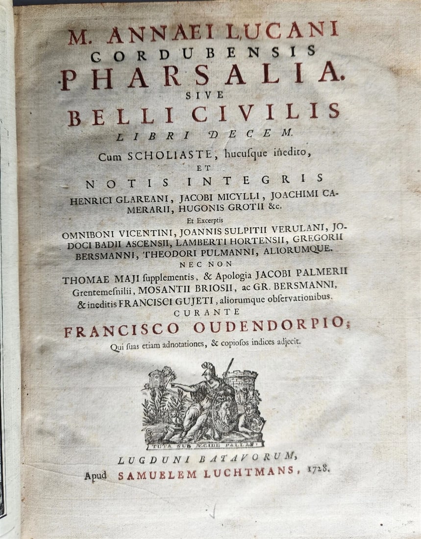 1728 PHARSALIA by LUCAN antique ANCIENT ROMAN POEM 2 volumes - 9