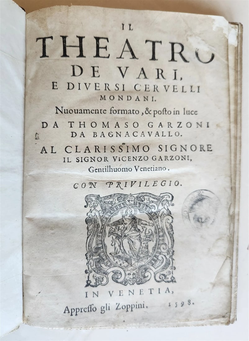 1598 IL THEATRO DE VARI by VICENZO GARZONI antique 16th CENTURY (1 of 8)